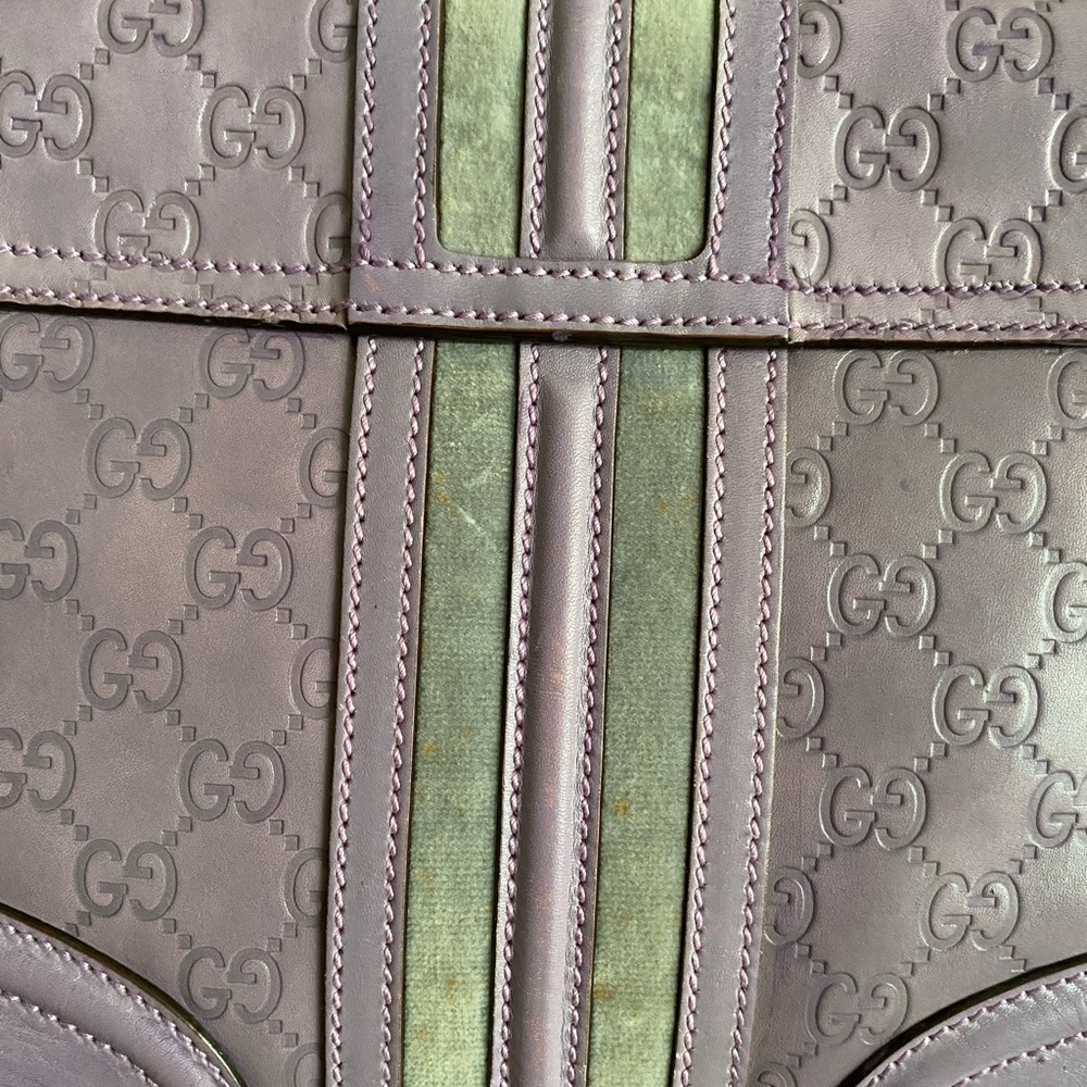Gucci GG Embossed Guccissima Leather Treasure Bag Lavender Lock/Key Chain COA - Picture 14 of 15
